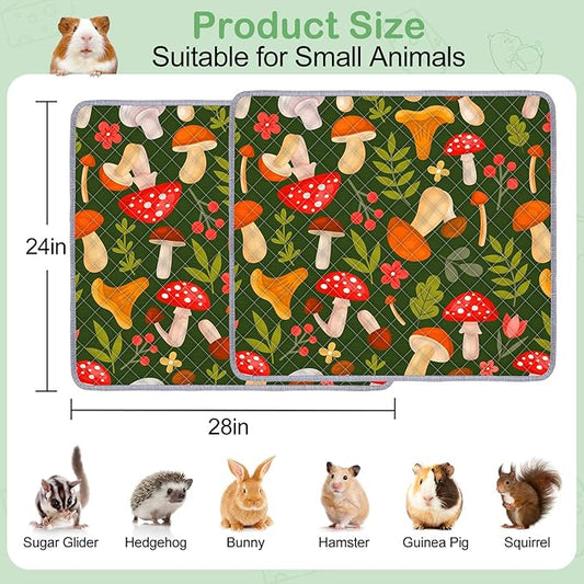 2 Pack Guinea Pig Bedding, Washable Guinea Pig Cage Liner Reusable Guinea Pig Mat Waterproof Guinea Pig Bedding for Cage, Super Absorbant Guinea Pig Pee Pads for Small Animals Hamster Rabbit Squirrel