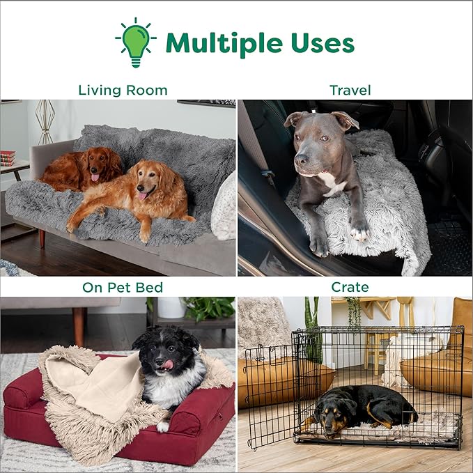 Furhaven Waterproof Throw Blanket for Dogs & Indoor Cats, Washable - Shaggy Plush Calming Long Faux Fur & Velvet Dog Blanket - Driftwood, Large