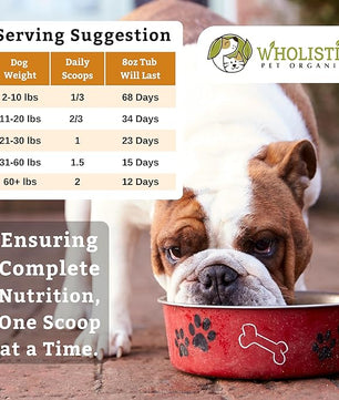Wholistic Pet Organics Canine Complete - Dog Multivitamin Powder - 8 Oz - Daily Dog Vitamins and Supplements for Homemade Food - Immune System, Skin, Coat & Overall Health - Small and Large Breed