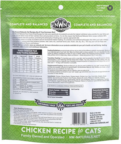 Northwest Naturals Freeze-Dried Chicken Cat Food - Bite-Sized Nibbles - Healthy, Limited, Human Grade Ingredients, All Natural, Proudly Made in USA, 11 Oz (Pack of 3)