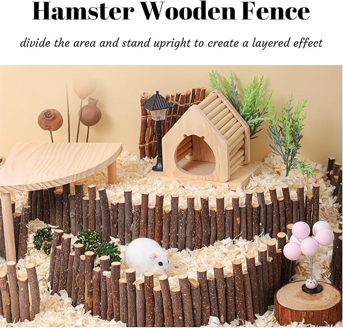 Hamster Bridge19.7x3.9in&9.8x3.9in Hamster Wooden Fence Rat Flexible Bendy Climbing Ladder Cage Accessories Toy for Syrian Gerbil Mouse Rat