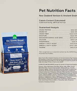 Open Farm, Ancient Grains Dry Dog Food, Protein-Rich & Nutrient Dense, 90% Animal Protein Mixed with Non-GMO Fruits, Veggies and Superfoods, New Zealand Venison Recipe, 4lb Bag