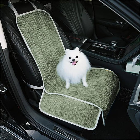 FUNNYFUZZY Chenille Dog Car Seat Cover for Front Seat,Waterproof, Scratchproof Car Seat Protector for Dogs Nonslip,Pet Seat Covers for Cars,Trucks and SUVs,Single Seat,Green(18.1"Lx 17.7"W x 21.3"H)