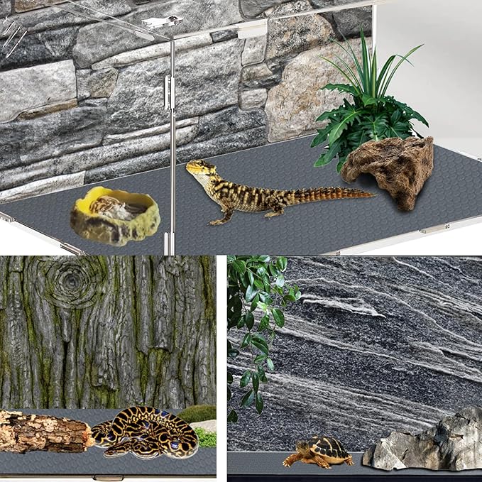 Bearded Dragon Tank Accessories, 120 Gallon Reptile Terrarium Liner Mat, 96" X 24" Reptile Flooring Substrate for 4x2x2 Reptile Enclosure, Reptile Bedding Carpet for Gecko,Lizard,Snake,Tortoise, Grey