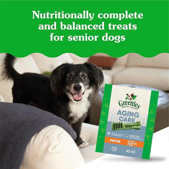 Greenies Aging Care Petite Dental Dog Treats, 27 oz. Pack (45 Treats)
