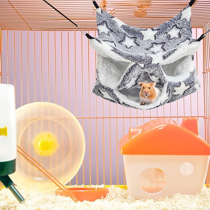 Sadnyy 6 Pieces Guinea Pig Rat Hammock Three Layer Ferret Bed Small Animal Hanging Pet Cage Hammock for Chinchilla Rat Sugar Glider Squirrel Reptiles(Cute Pattern)