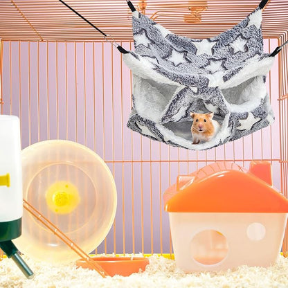 Sadnyy 6 Pieces Guinea Pig Rat Hammock Three Layer Ferret Bed Small Animal Hanging Pet Cage Hammock for Chinchilla Rat Sugar Glider Squirrel Reptiles(Cute Pattern)