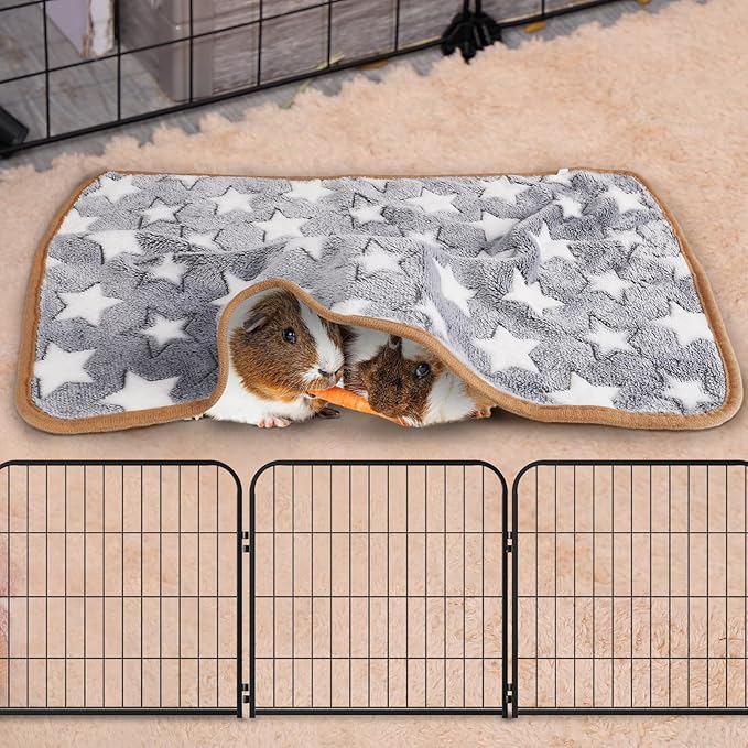 Guinea Pig Blanket, 2 Pack Warm Soft Coral Fleece Small Animal Blankets Washable Pet Cage Liners Sleep Mat Pad Cover for Rabbit Hamster Dog Cat Ferret Chinchilla Hedgehog Bedding, 24" x 16"