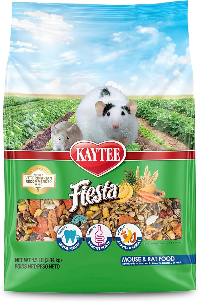 Kaytee Fiesta Mouse & Rat Food, Nutritious and Fun Blend, Supports Dental Health and Digestion, 4.5 pounds