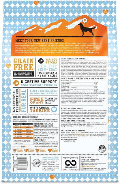 I and love and you Naked Essentials Dry Dog Food - Chicken + Duck - High Protein, Real Meat, No Fillers, Prebiotics + Probiotics, 11lb Bag