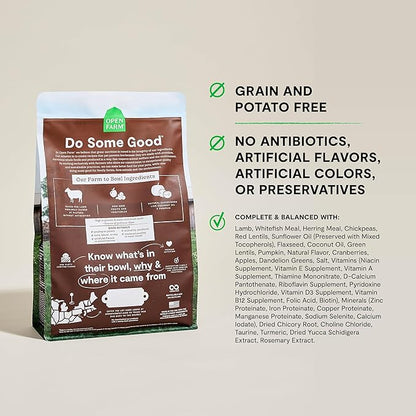 Open Farm, Grain Free Dry Cat Food, High-Protein Kibble for a Complete & Balanced Diet, Non-GMO Fruits & Vegetables, Prebiotic Fibers to Support Digestion, Pasture-Raised Lamb Recipe, 4lb Bag