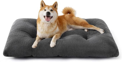 Bedsure Washable Dog Crate Bed Large Sized Dog, Comfort Fluffy Plush Pet Pillow Bed Kennel Pad with Non-Slip Bottom, Machine Washable Pet Sleeping Mat, 35"x23", Dark Gray