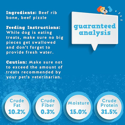 Jack&Pup Twist Beef Rib Bones for Dogs, 7" Beef Rib Bone Small Dog Bones for Puppies with Beef Jerky Twist for Flavor and Fun - Healthy Dog Bones Rib Small Dog Chew Bones (4 Count)