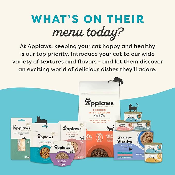 Applaws Vitality Wet Cat Food in Broth, Natural Cat Food with Added Vitamins & Minerals, Grain-Free, Carrageenan Free, Tuna Fillet in Broth (24 Count, 2.47 oz Cans)