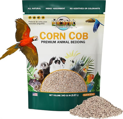 Natural Corn Cob Bedding, Corn Cob Litter, Dust-Free, Birds and Small Animals ~5lbs (340 CU in)