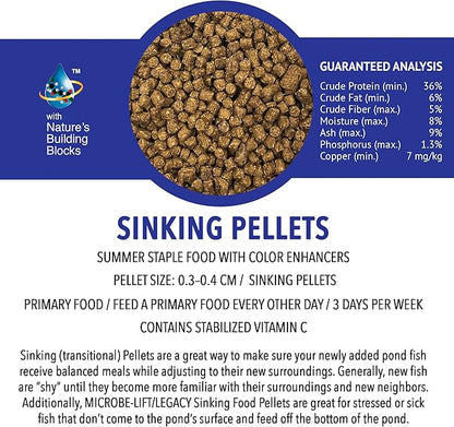 MICROBE-LIFT Sinking Fish Food Pellets for Ponds, Water Gardens, and Fountains, for Live Goldfish and Koi, 40 Pounds