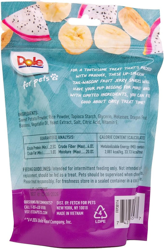 Dole for Pets Fruit Jerky Bites Dog Treats, Banana and Dragon Fruit, 6oz | Flavored with Real Fruits, No Wheat, Corn, Soy, Artificial Flavors, Colors, or Preservatives