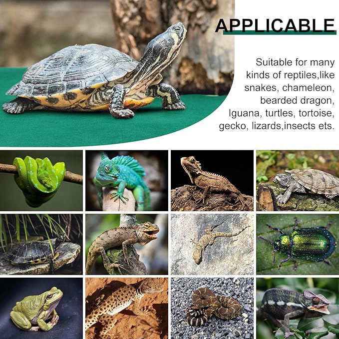 Haull 4 Pcs 24 x 47 Reptile Carpet Pet Terrarium Floor Liners Bedding Substrate Liner Supplies Reptile Cage Mat Tank Accessories for Lizard Bearded Dragon Tortoise Snake Leopard (Green)