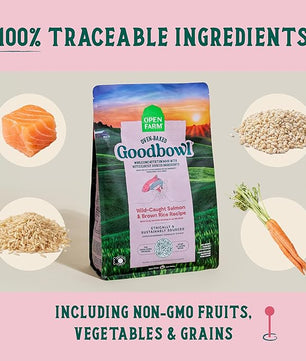 Open Farm Goodbowl, Oven-Baked Small Batch Dry Dog Food - Wild Caught Salmon & Brown Rice Recipe, Includes Non-GMO Produce & Grains, 22lb Bag (352oz Bag)
