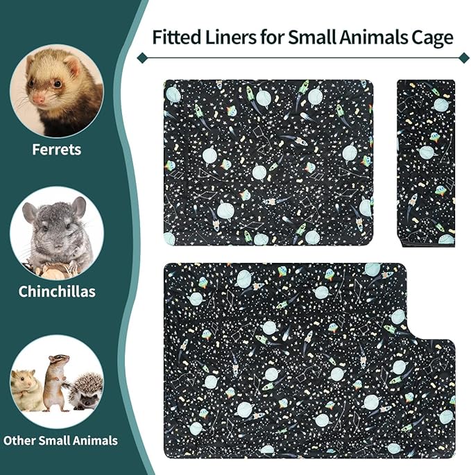 YKD Ferret Cage Liners for Ferret Nation & Critter Nation Cages, Waterproof Chinchilla Cage Accessories, Washable Bedding, for Ferrets, Chinchillas, Rats, Fancy Rat & Small Furry Pet (Top Pan Set)
