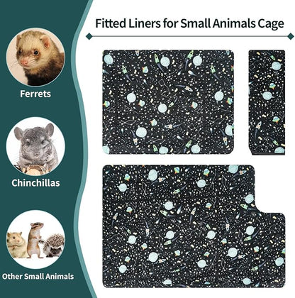 YKD Ferret Cage Liners for Ferret Nation & Critter Nation Cages, Waterproof Chinchilla Cage Accessories, Washable Bedding, for Ferrets, Chinchillas, Rats, Fancy Rat & Small Furry Pet (Top Pan Set)