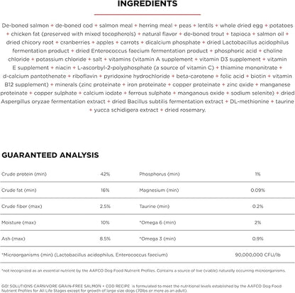 Go! Solutions Carnivore, Grain-Free, Protein Rich Dry Cat Food, Salmon and Cod Recipe, 16 lb Bag