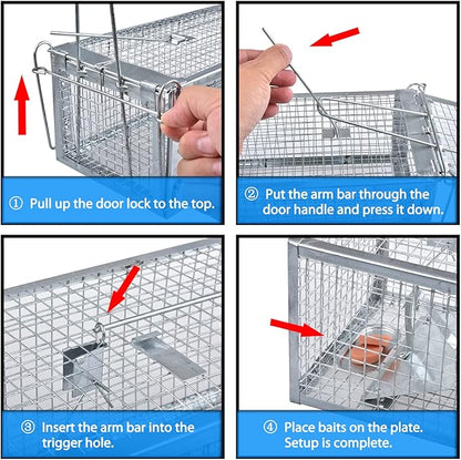 2-Pack Chipmunk Traps Humane Live Mouse Rat Cage Traps for Indoor and Outdoor Use (Silver)