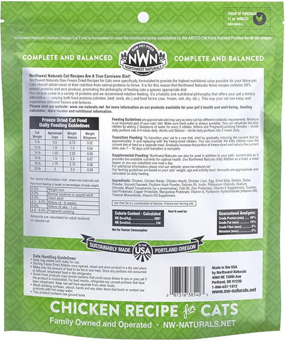 Northwest Naturals Freeze-Dried Chicken Cat & Kitten Food – Bite-Sized Nibbles – Healthy, Limited, Human-Grade Ingredients, All-Natural, High-Protein Raw Diet – Complete & Balanced, Made in USA, 11 oz