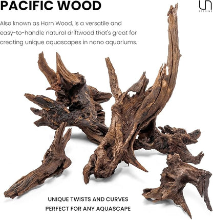 Ultum Nature Systems Driftwood - Pacific Drift Wood for Fish Tank, Planted Tank, Terriarium, Paludarium - Versatile Natural Driftwood Decor, Events Wood Centerpiece - Pacific Wood, XL 19-24", 5 Pack