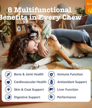 Zesty Paws Multivitamin Treats for Dogs, Glucosamine Chondroitin Joint Support + Digestive Enzymes & Probiotics, Grain Free Dog Vitamins and Supplements for Skin & Coat, Peanut Butter - 90ct