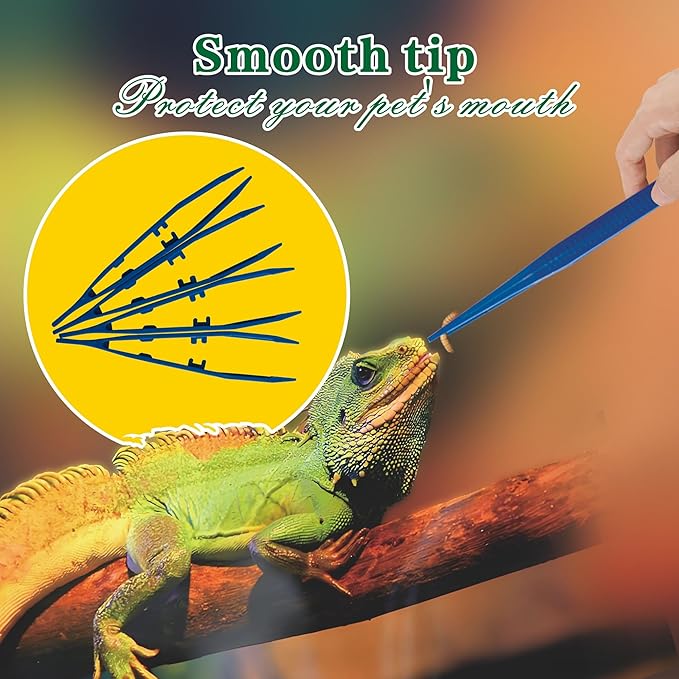 4-Pack Reptile Feeding Tongs Set - Hygienic Anti-Slip Blue Tweezers for Bearded Dragons, Lizards, Snakes, Aquariums & Small Animals（Three colors to choose from, 18cm）