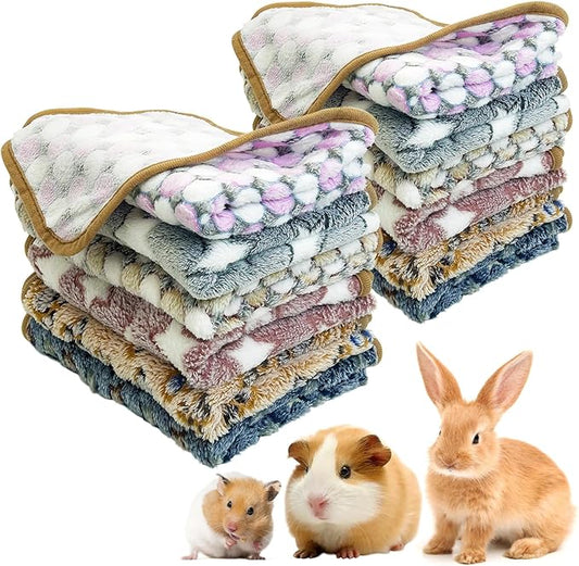 PINVNBY 12 PCS Guinea Pig Blanket Washable Fleece Blanket for Guinea Pigs Reusable Small Animal Cage Sleep Mat Bedding Pad for Hamster Bunny Ferret Chinchilla Hedgehog (24 x 16 Inch)