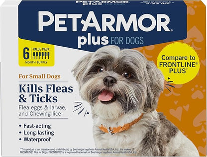 PetArmor Plus for Dogs Flea and Tick Prevention for Dogs, Long-Lasting & Fast-Acting Topical Dog Flea Treatment, 6 Count, small