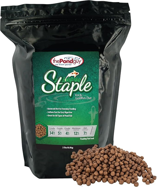 The Pond Guy Staple Fish Food for Backyard Koi & Goldfish, Choice Floating Pellets for Fish Wellness & Health, Smart Nutrition for Clean Ponds, 2 lbs