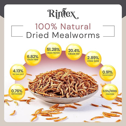 Dried Mealworms 5 lbs - More Protein Than Black Soldier Fly Larvae for Chickens (BSFL) - Wild Bird Seed for Outside Feeders - Woodpecker Food - Parrot Treats - Dried Worms for Chicken