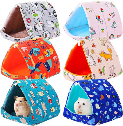 Ripeng 6 Pcs Guinea Pig Hideout Guinea Pig Bed House Rabbit Tunnel Washable Small House Cage Accessories for Hedgehog Mouse Chinchillas Hamster Ferrets Bearded Rats(7.9inch Ocean Park)