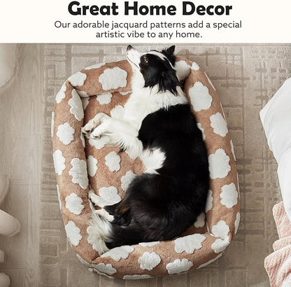 JOEJOY Small Dog Bed for Small Dogs, Rectangle Washable Orthopedic Dog Bed with Removable Zipper Cover, Cute Soft Calming Puppy Pet Bed with Jacquard Shaggy Plush & Non Skid Bottom