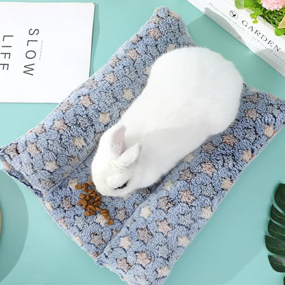 15.7X14 Inch Rabbit Bed, Padded Concave Bed for Small Animals, Cuddle Cushion Plush Mat with Cotton Lounger Pillows for Guinea Pigs, Hamsters, Rabbits, Rats and Bearded Dragons