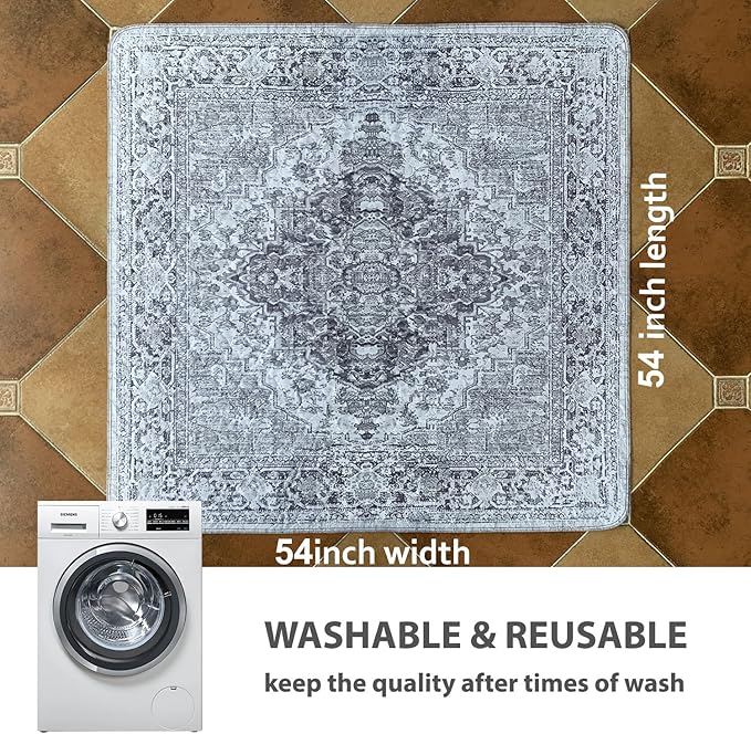 nunubaby Washable Pee Pads for Dogs, Stylish, Non-Slip and Leak-Proof Pee Pads. Reusable Potty Pads for Dogs for Crates and Floors.(Gray/Geo, 54" x54" )