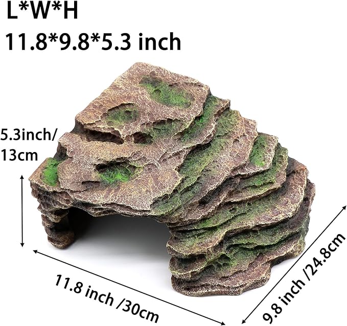 Large Reptile Hide Shale Scape Step Ledge, Reptile Cave Hideout, Bearded Dragons Accessories, Basking Rocks for Bearded