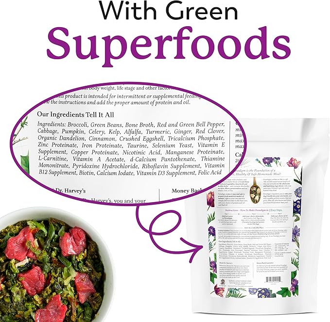Dr. Harvey's Paradigm Green Superfood Dog Food, Human Grade Dehydrated Grain Free Base Mix for Dogs, Diabetic Low Carb Ketogenic Diet (Trial Size 5.5 oz)