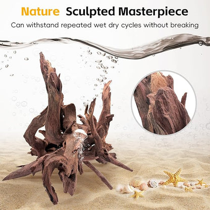 EFFIELER Natural Driftwood for Aquarium Decor – Real Wood Branches Fish Tank, Reptile Habitat, Terrarium, Hermit Crab,Aquatic Pets – Unique Size (14-17 Inch,1-Pack)