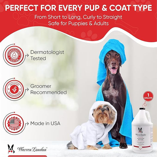 Warren London Hydrating Butter Leave in Pet Conditioner for Dogs | Lotion for Skin and Coat | Aloe Puppy & Dog Conditioner for Hair Detangler, Dry Skin, & Dandruff | Unscented 1gal