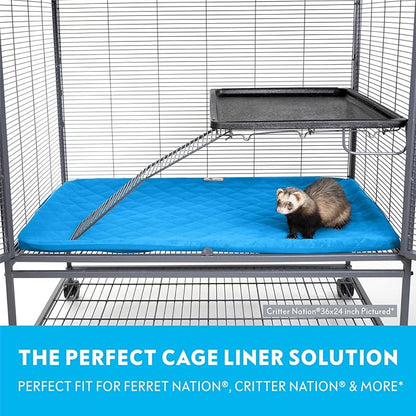Paw Inspired Fitted Fleece Liner for Ferret Nation, Critter Nation Cage for Ferrets, Rats, Chinchillas, Hedgehogs & Other Small Animals (Blue, Bottom Pan Liner)