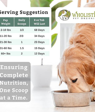 Wholistic Pet Organics Canine Complete - Dog Multivitamin Powder - 8 Oz - Daily Dog Vitamins and Supplements for Homemade Food - Immune System, Skin, Coat & Overall Health - Small and Large Breed