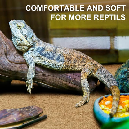 Haull 4 Pcs Reptile Carpet Pet Terrarium Floor Liners Bedding Substrate Liner Supplies Reptile Cage Mat Tank Accessories for Lizard Bearded Dragon Tortoise Snake Leopard (47 x 24 Inch, Coffee)