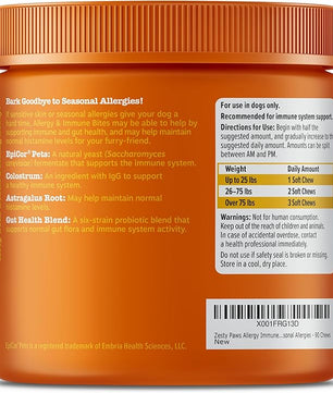 Zesty Paws Dog Allergy Relief- Dog Itching Skin Relief- Dog Probiotics for Itchy Skin and Itchy Ears- Dog Allergy Paw Relief- Dog Allergy Chews- Dog Itch Relief - Dog Skin Allergy Relief - Lamb - 90ct