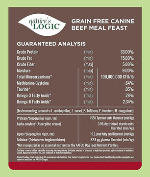 Nature's Logic Grain-Free Dry Dog Food - All-Natural, High Protein, No Synthetic Vitamins/Minerals - Gluten Free - Supports Healthy Digestion - All Breeds & Ages - Beef Meal Feast, 4.4lbs