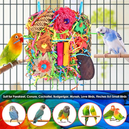 KATUMO Bird Toys, Parakeet Toys Bird Grass Mat Parrot Shredder Toys Lovebird Forage Toys for Cockatiel Conure Lovebird Parakeet Small-Medium Birds