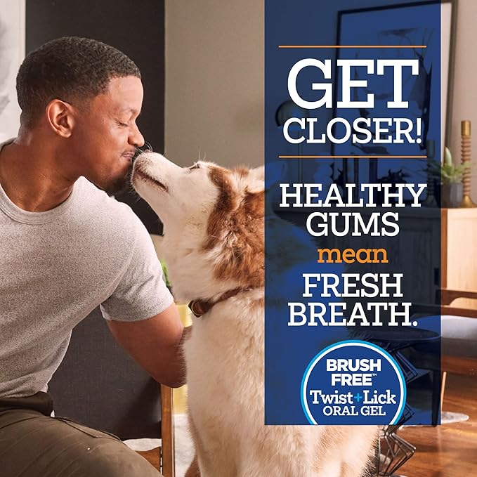 Twist and Lick Dental Gel for Dogs, Cleans Teeth and Freshens Breath for 24 Hours, Peanut Butter Flavor, 2 oz, 30 Day Supply